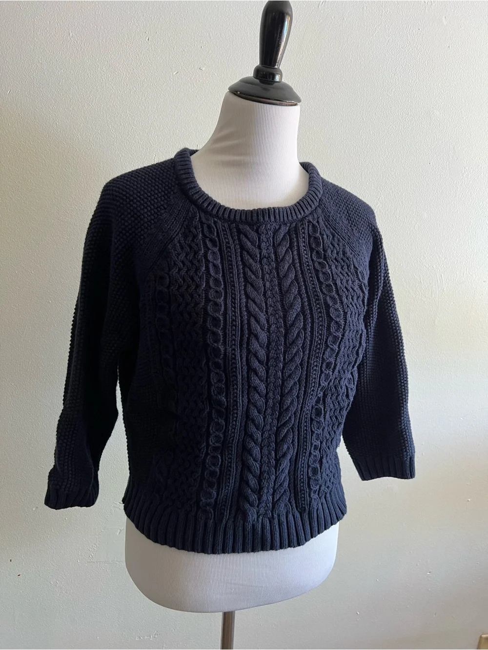 J. Crew Navy Cable Crewneck Sweater